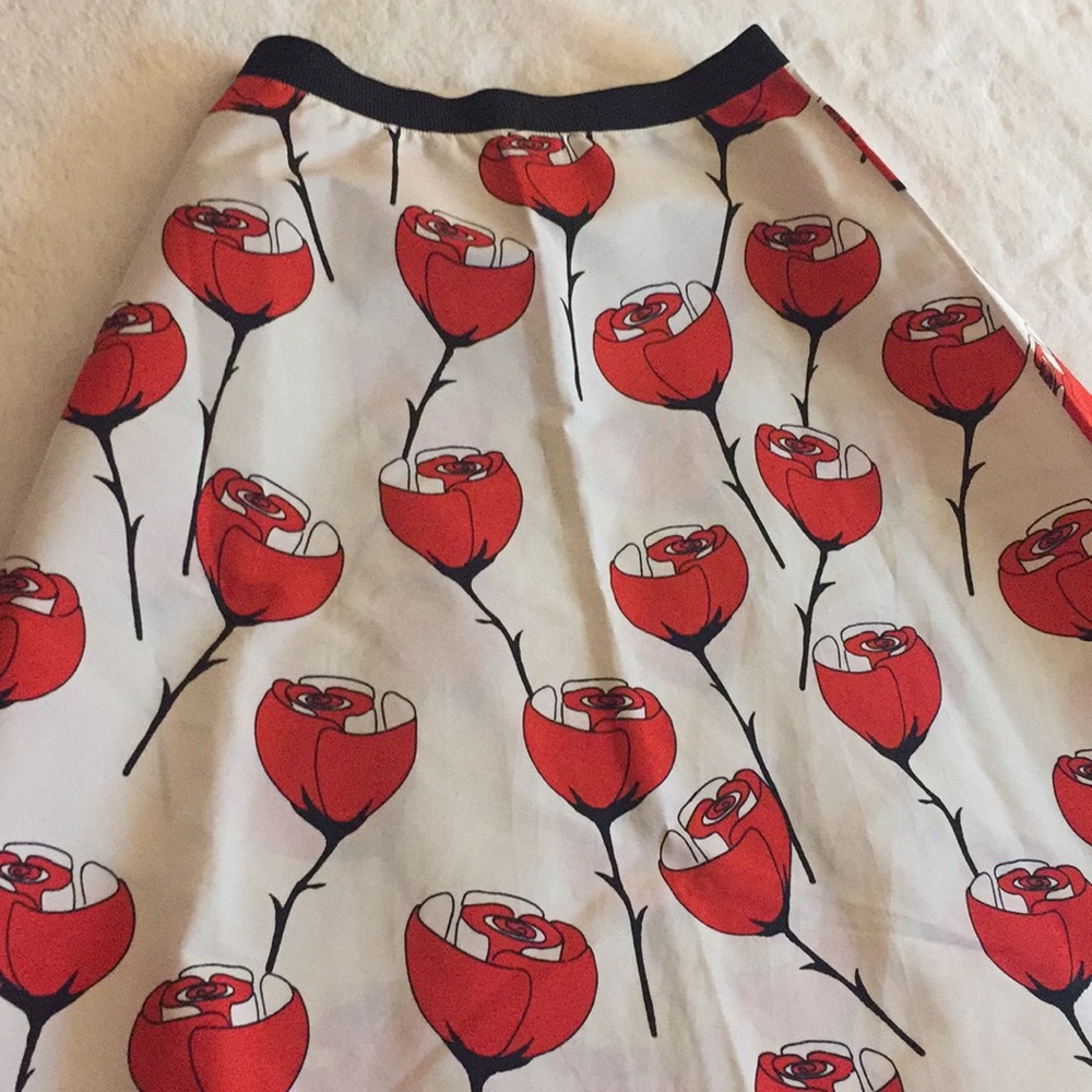 Miu Miu Red and White Floral Skirt